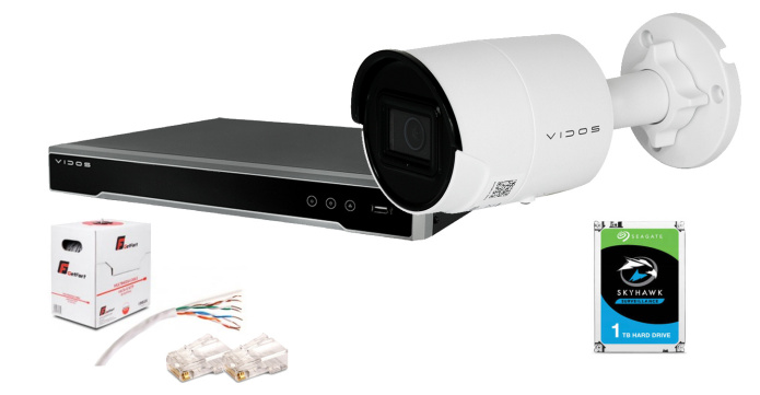 Kompletny zestaw monitoringu Vidos rejestrator NVR-H2082-P kamera IP-H2942